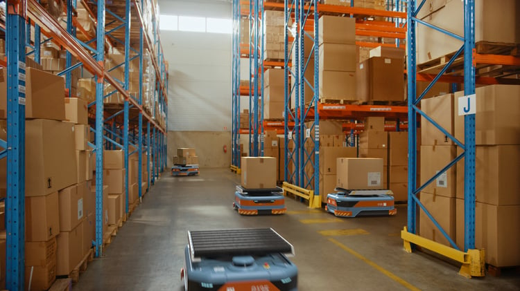 robots working in warehouse