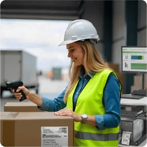 Worker checking packages
