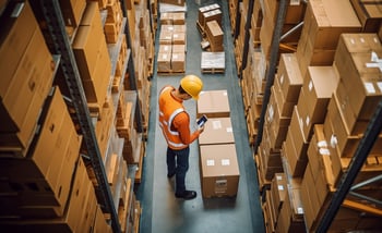 A man checking the inventory in the warehouse