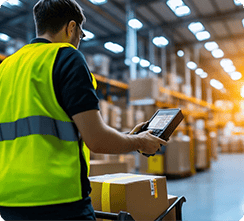 Man checking packages