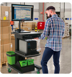 man working on workstation