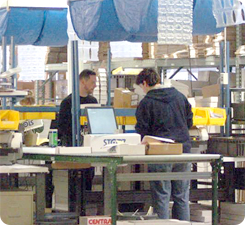 Man and a woman working at a mobile workstation