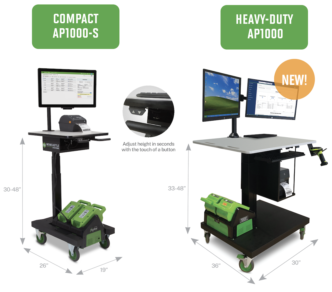  Side by side comparison between two different mobile computer work stations