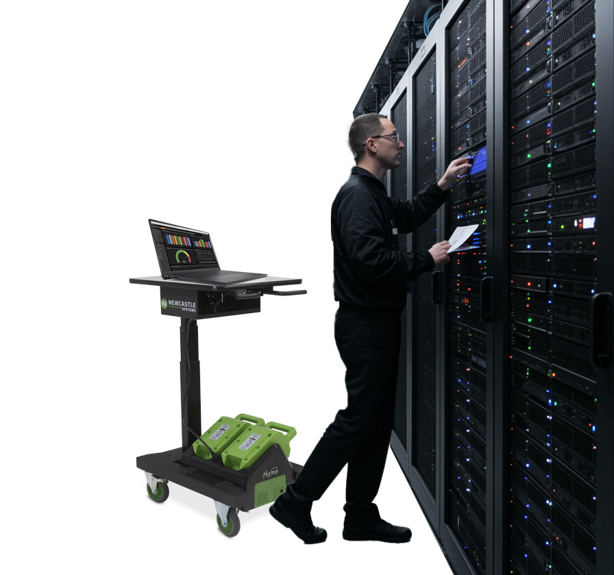 Man with CrashCart in Data Center 