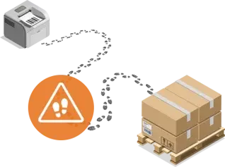 crate trailing to a fax machine